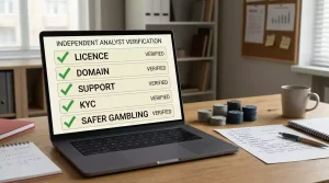 WinOMania safety and trust checklist with licence, support, KYC and safer-gambling checkpoints for UK players