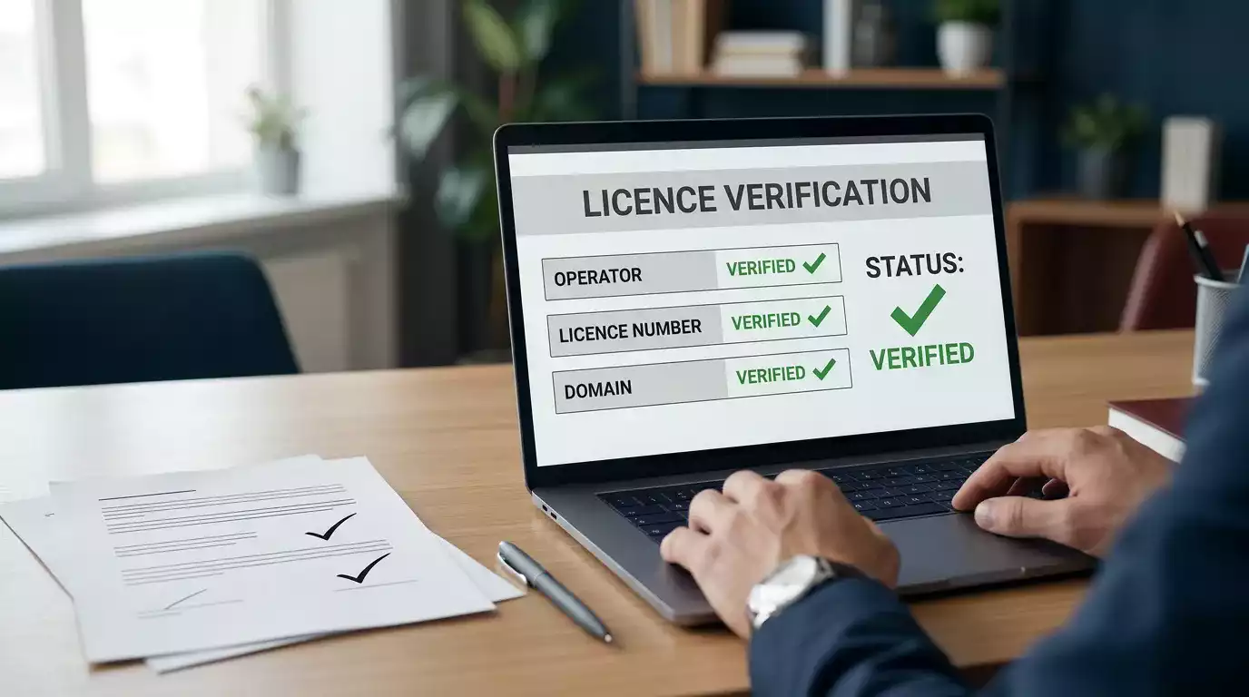 WinOMania UKGC licence evidence checklist showing Anakatech operator, active UK domain and remote casino activity